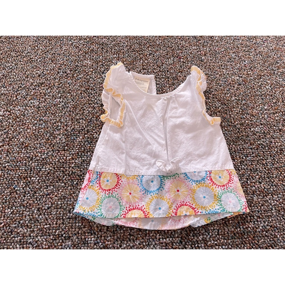 First Impressions Girls White & Flower Patterned Sleeveless Top 3-6M